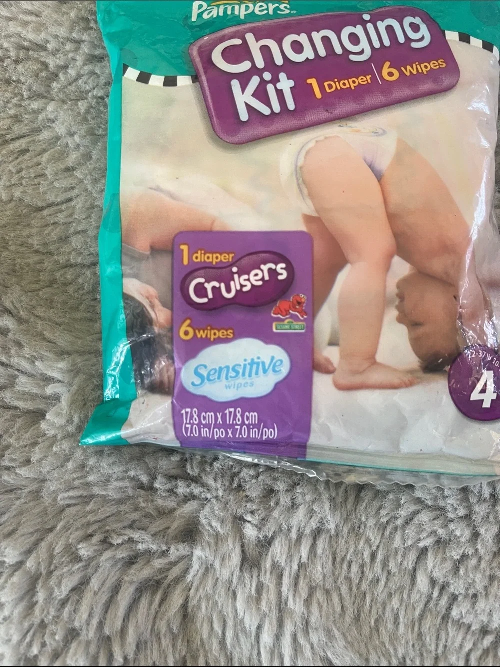 Vintage Pampers Changing Kit - Teal (1 Diaper + 6 Sensitive Wipes) New Sealed